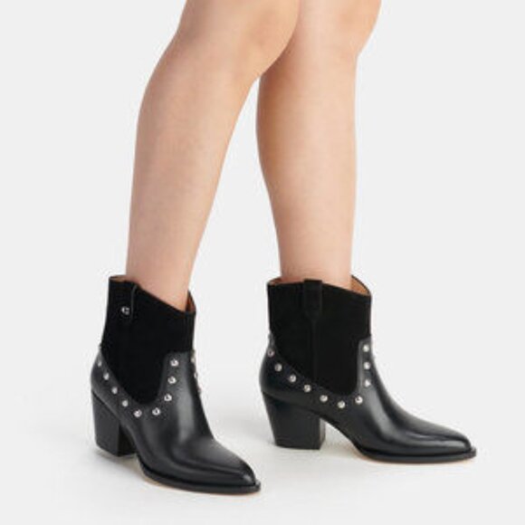 Coach Pauline Bootie in Black Leather with Silver Studs (Black) SZ 8 - Picture 5 of 6